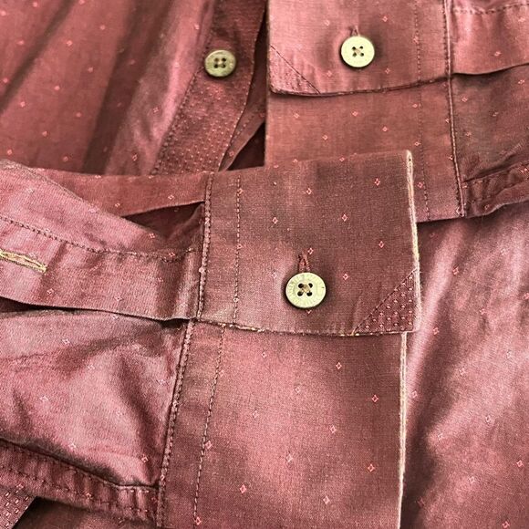 Ted Baker London Dark Red Men Cotton Dress Shirt Front Buttons Long Sleeve - Picture 7 of 8